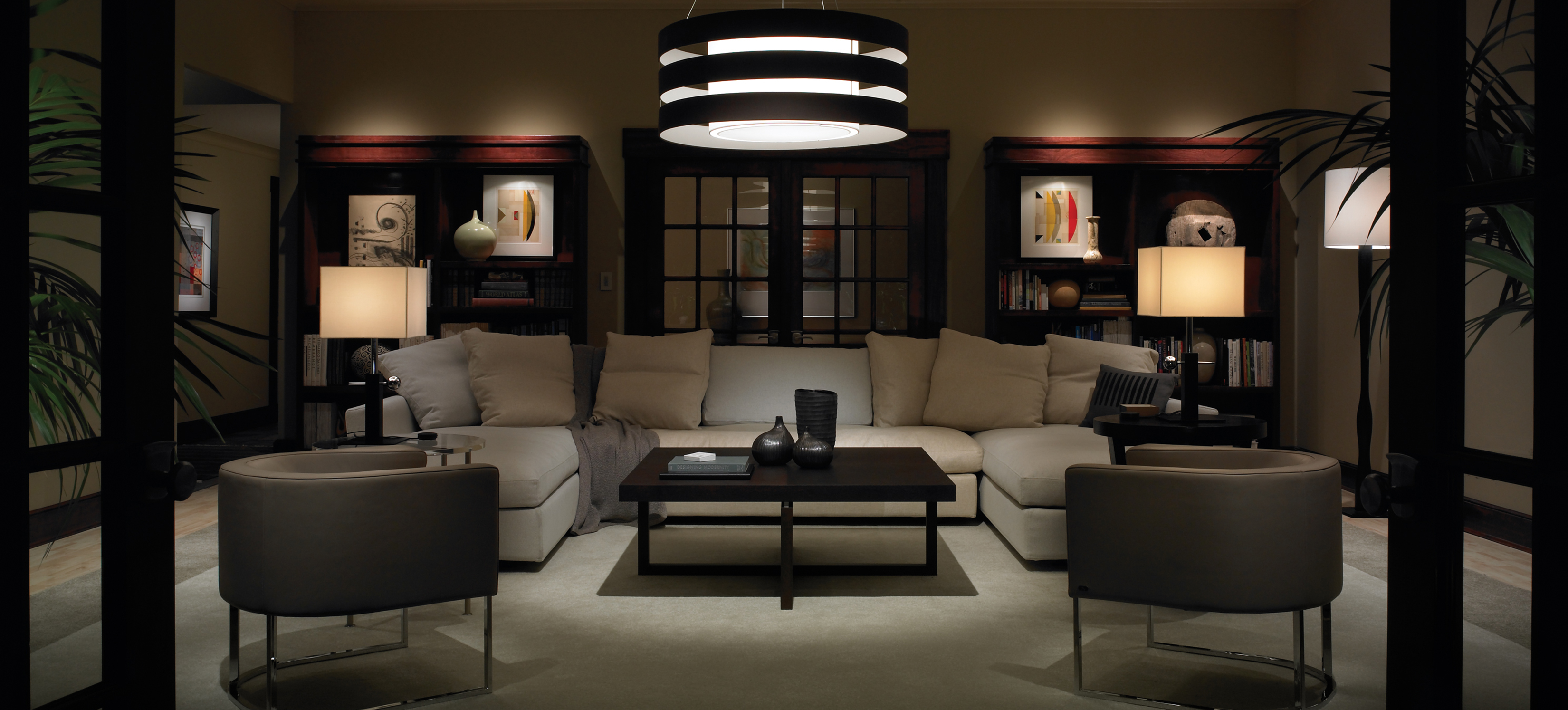 living room featuring lighting control